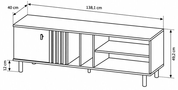 TV STOLÍK DORIAN DUB ARTISAN + ANTRACIT 138 cm