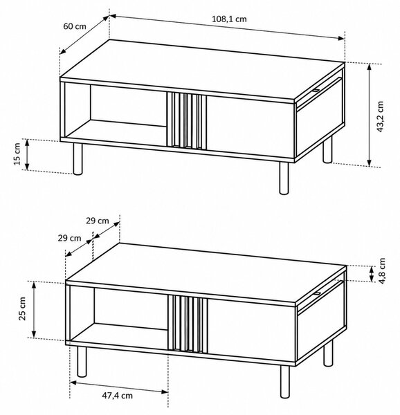 KONFERENČNÝ STOLÍK DORIAN DUB ARTISAN + ANTRACIT 100 cm