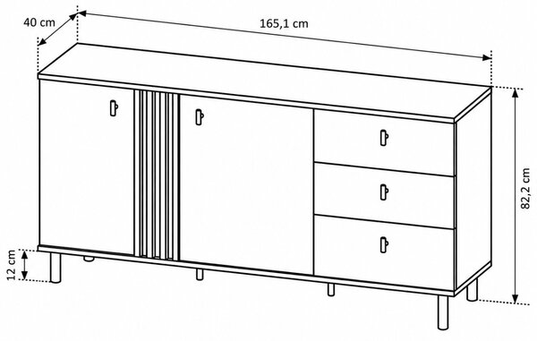 KOMODA DORIAN 2D3S DUB ARTISAN + ANTRACIT 165 cm