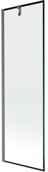 Mexen Next, 1-krídlová vaňová zástena 60 x 150 cm, 6mm číre sklo - čierny vzor, brúsená grafitová, 895-060-000-00-70-66