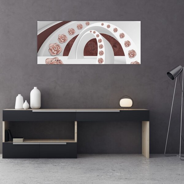 Obraz - 3D oblúky s kvetmi (120x50 cm)