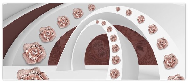 Obraz - 3D oblúky s kvetmi (120x50 cm)
