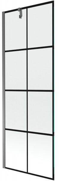 Mexen Next, 1-krídlová vaňová zástena 70 x 150 cm, 6mm číre sklo - čierny vzor, grafitová, 895-070-000-00-77-95