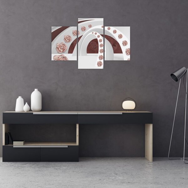Obraz - 3D oblúky s kvetmi (90x60 cm)