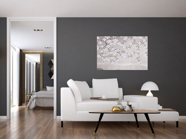 Obraz - Kvety v šedivej krajine (90x60 cm)