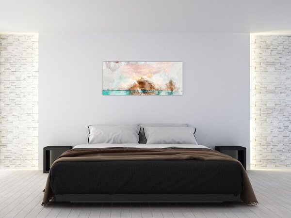 Obraz - Maledivy, drevené mólo (120x50 cm)
