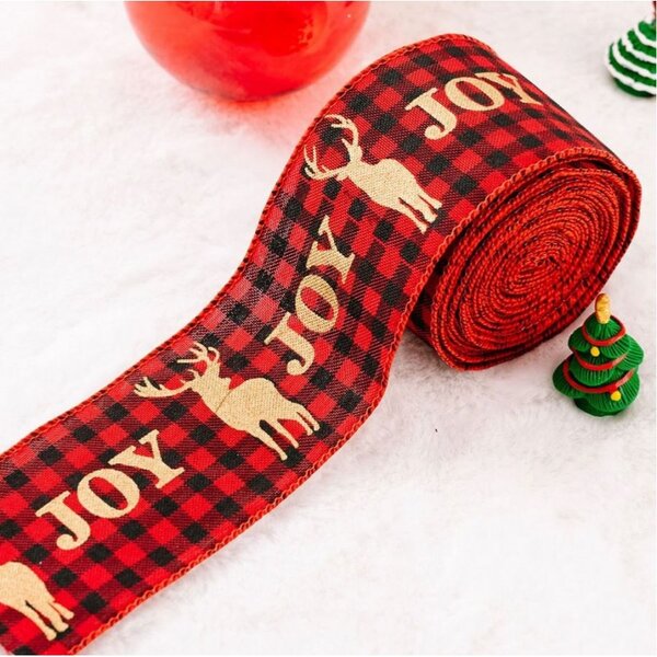 Vianočná stuha JOY 5 cm x 5 m, červená