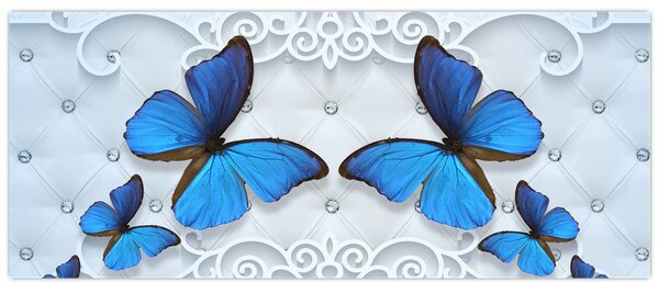Obraz - Modré motýle (120x50 cm)