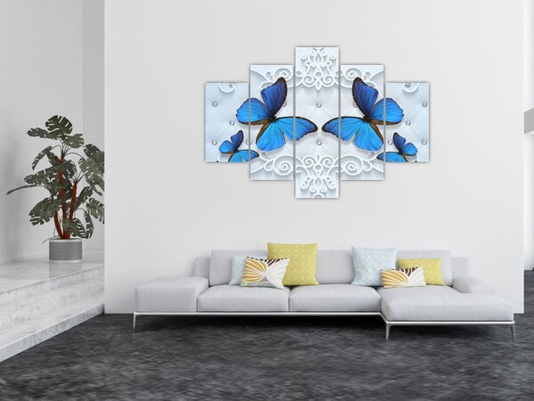 Obraz - Modré motýle (150x105 cm)