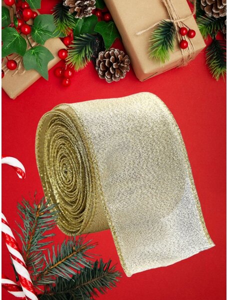 Vianočná stuha GOLDIE 6,3 cm x 2 m, zlatá
