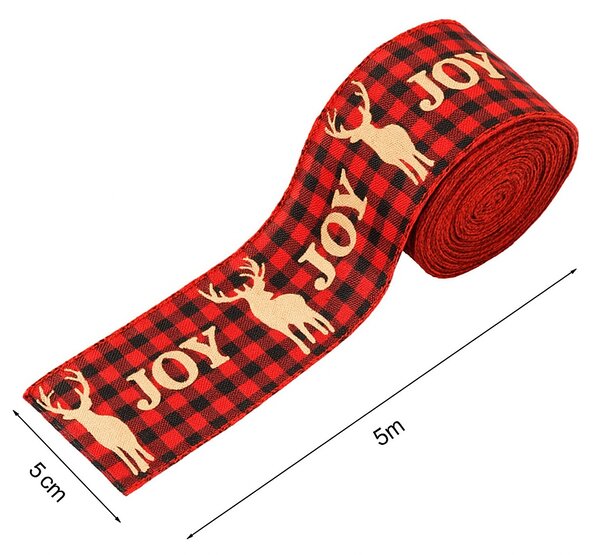 Vianočná stuha JOY 5 cm x 5 m, červená