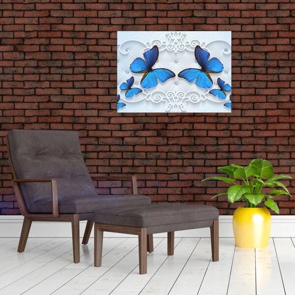 Obraz - Modré motýle (70x50 cm)