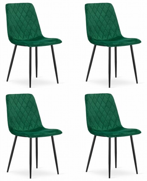 Set 4 kresiel TURIN - tmavozelený zamat