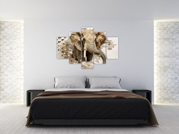 Obraz - Slon prerážajúci múr (150x105 cm)