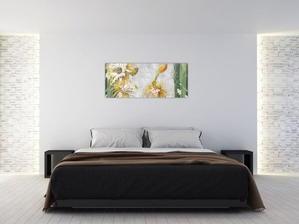 Obraz - Rozkvitnuté kaktusy, vintage (120x50 cm)