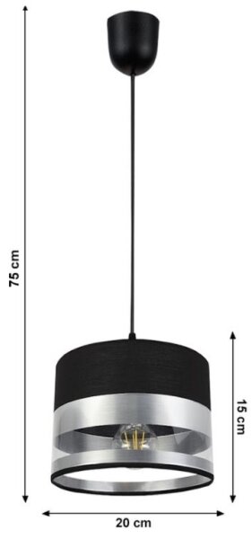 Luster na lanku MILO 1xE27/60W/230V strieborná/čierna