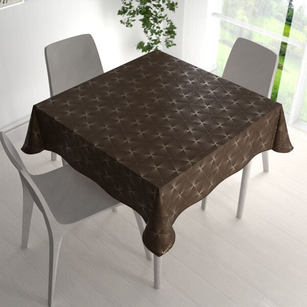 Biante Zamatový štvorcový obrus Isabela IBL-012 Rose Gold trojuholníky na hnedom 40x40 cm