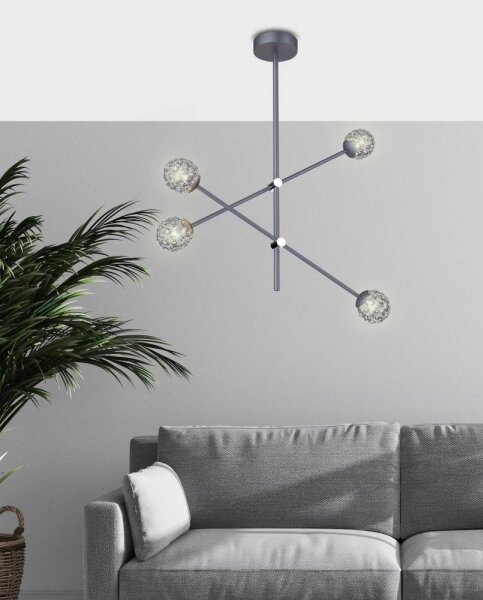 Luster na tyči PAKSOS 4xG9/5W/230V šedá