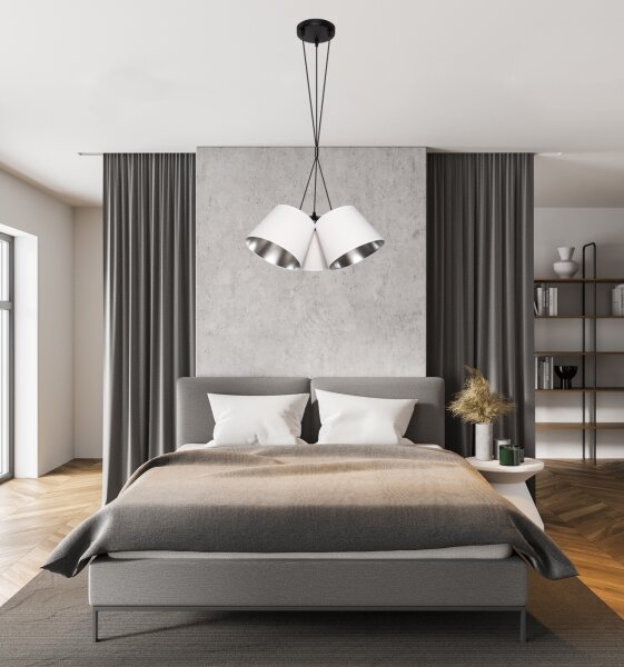 Luster na lanku ZOMA 3xE27/60W/260V biela/lesklý chróm