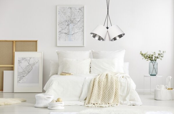 Luster na lanku ZOMA 3xE27/60W/260V biela/lesklý chróm