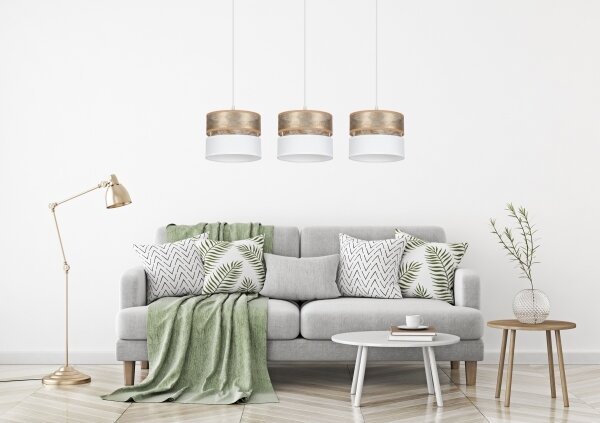 Luster na lanku LIMA 3xE27/60W/230V zlatá/biela