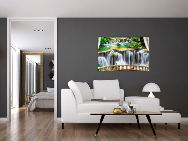 Obraz - Výhľad na kúzelné vodopády (90x60 cm)