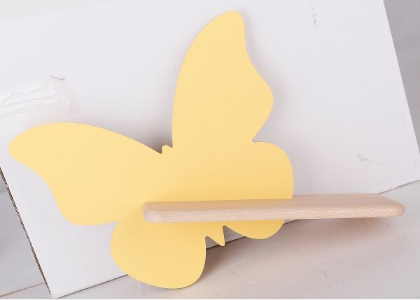 LED Detské nástenné svietidlo s poličkou BUTTERFLY LED/5W/230V žltá/drevo