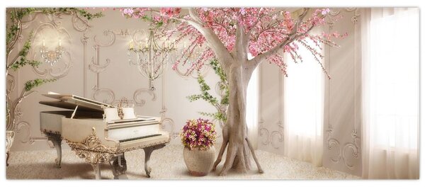 Obraz - Snový interiér s klavírom (120x50 cm)