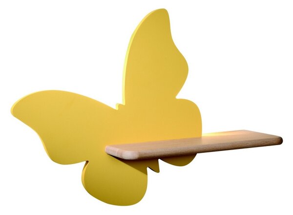 LED Detské nástenné svietidlo s poličkou BUTTERFLY LED/5W/230V žltá/drevo