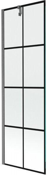 Mexen Next, 1-krídlová vaňová zástena 60 x 150 cm, 6mm číre sklo - čierny vzor, brúsený grafit, 895-060-000-00-77-66