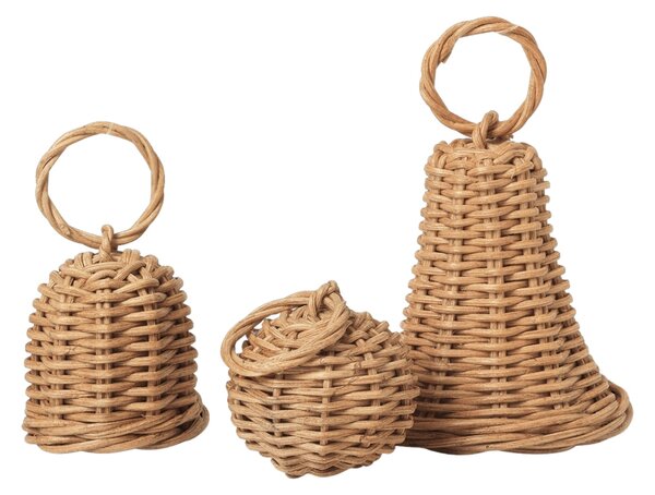 Vianočné ozdoby z ratanu Bell Baubles – set 3 ks