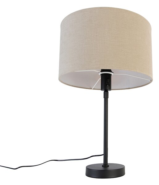 Stolná lampa čierna nastaviteľná s tienidlom svetlohnedá 35 cm - Parte