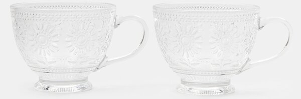 Sinsay - Sklenené šálky s reliéfnym kvetinovým vzorom 2 pack - clear