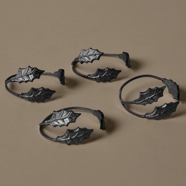 Krúžky na obrúsky Holly Leaf – set 4 ks