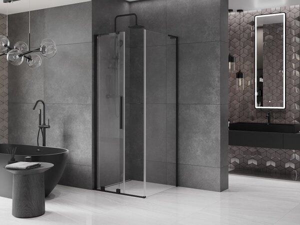 Mexen Velar L, sprchový kút s posuvnými dverami 90 x 90 cm, 8mm číre sklo, čierna matná, 871-090-090-03-70