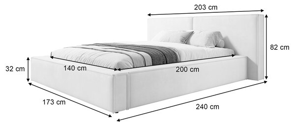 Manželská čalúnená posteľ s úložným priestorom Keven 140x200 - hnedá