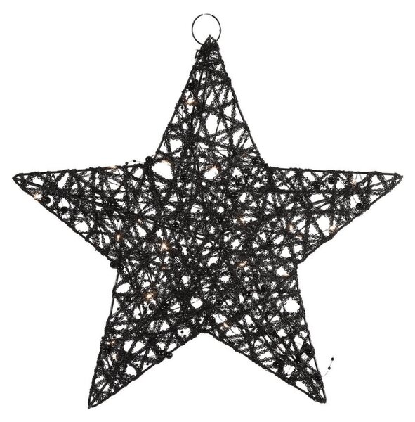 Vianočná dekorácia hviezda STARIELLE s LED osvetlením 30 cm, čierna