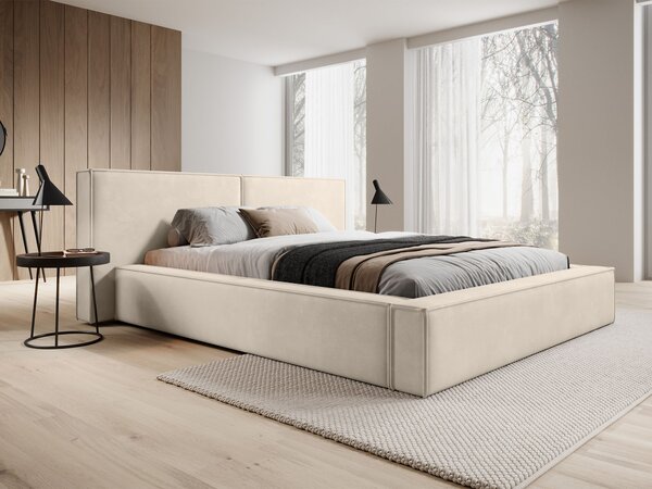 Manželská čalúnená posteľ s úložným priestorom Keven 140x200 - krémová