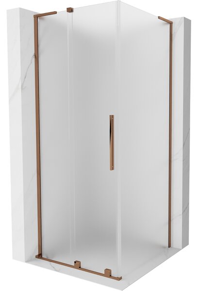 Mexen Velar L, sprchový kút s posuvnými dverami 110 x 110 cm, 8mm sklo námraza, ružové zlato, 871-110-110-33-60