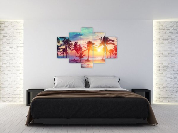 Obraz - Tropický západ slnka (150x105 cm)