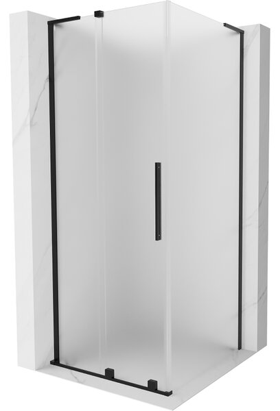 Mexen Velar L, sprchový kút s posuvnými dverami 90 x 90 cm, 8mm sklo námraza, čierna matná, 871-090-090-33-70