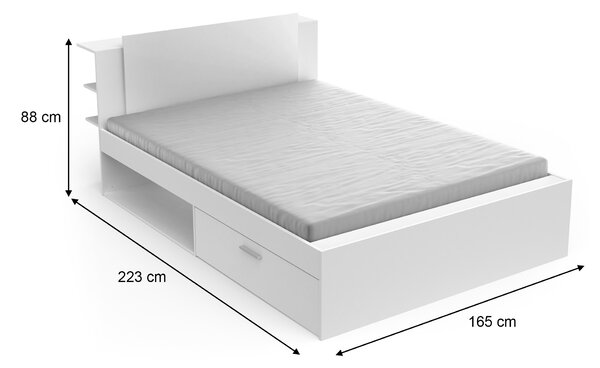 Manželská posteľ s úložným priestorom Teya 160x200 - biela/dub