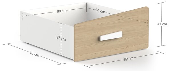 Detská posteľ s úložným boxom Cabane 90x200 - biela