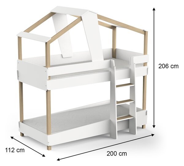 Poschodová posteľ Timber 90x200 - biela