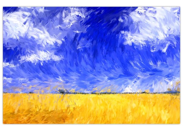 Obraz - Olejomaľba, Zlaté pole (90x60 cm)