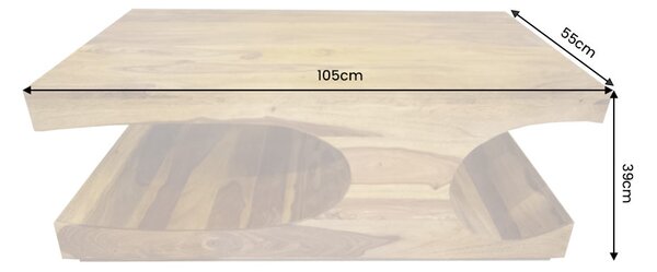 GOA Konferenčný stolík z indického palisandra, lakovaný hnedý, 105 cm