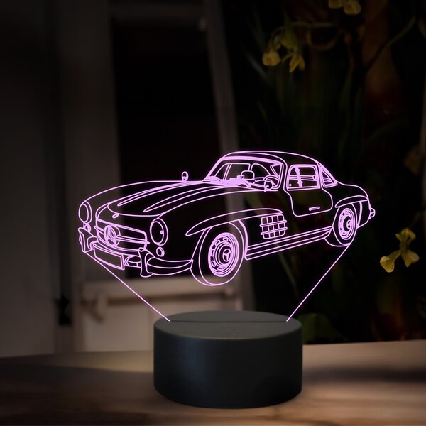 Beling 3D lampa, Mercedes 300SL Gullwing, 16 farebná O31