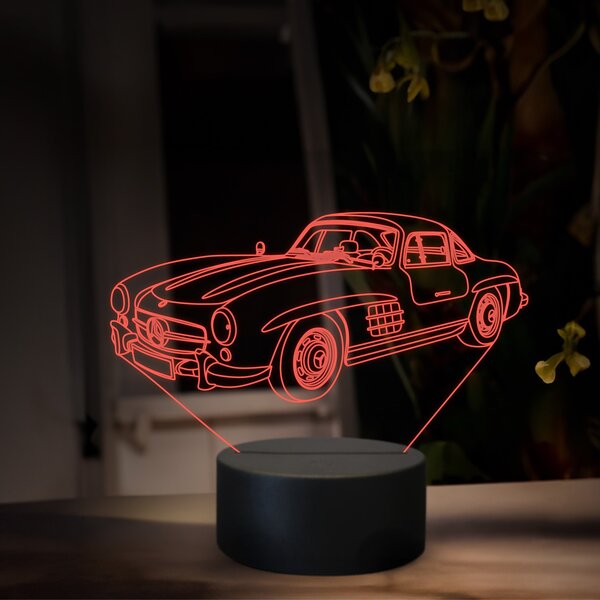 Beling 3D lampa, Mercedes 300SL Gullwing, 16 farebná O31