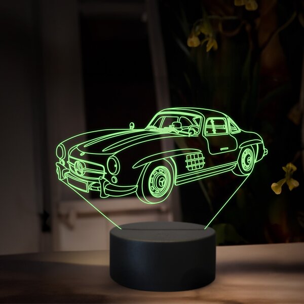 Beling 3D lampa, Mercedes 300SL Gullwing, 16 farebná O31