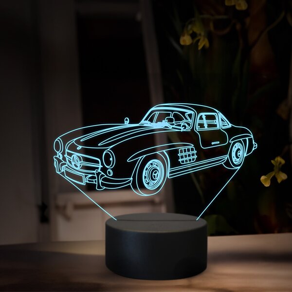 Beling 3D lampa, Mercedes 300SL Gullwing, 16 farebná O31